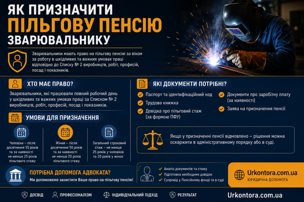ЯК ПРИЗНАЧИТИ ПІЛЬГОВУ ПЕНСІЮ ЗВАРЮВАЛЬНИКУ